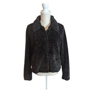 H&M Black Faux Fur Snap Front Coat